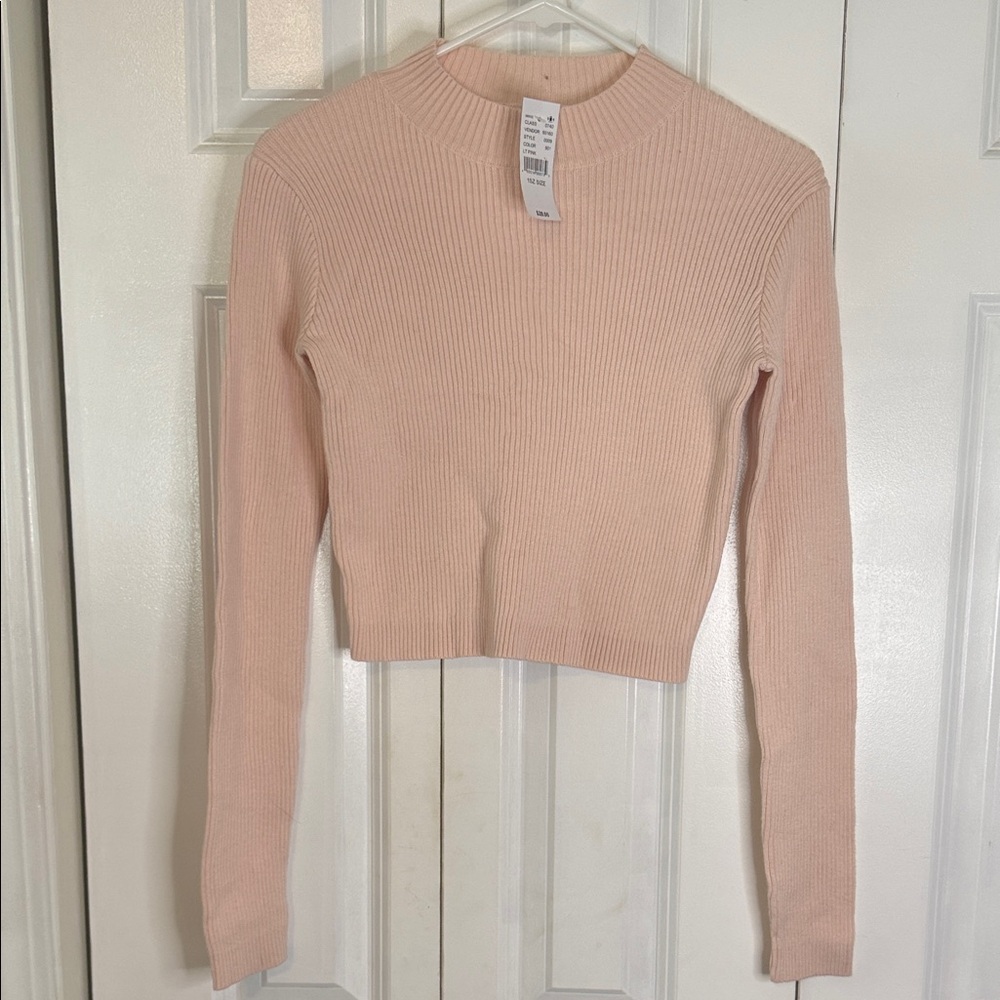 Brandy Melville Pink Ribbed Long Sleeve Top
